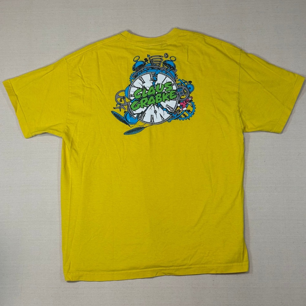 Vintage Santa Cruz Claus Grabke Exploding Clock Yellow Graphic T-Shirt Mens XL